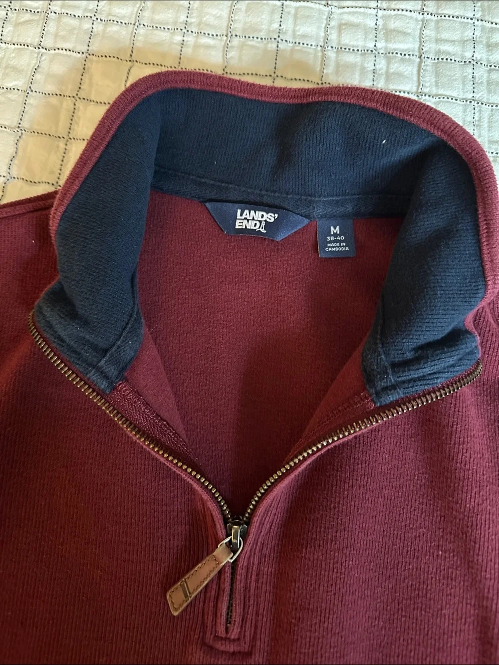 Land’s End Men's Half-Zip Sweater in Burgundy